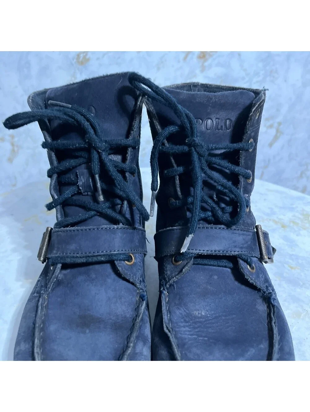 Polo Ralph Lauren Ranger Youth Kids Size 5M Shoes Blue Leather Polo Bear Boots